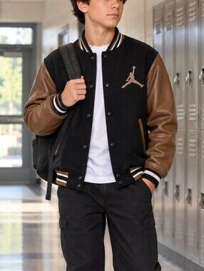 Jordan Air Jordan Varsity Jacket Boys L 12-13Y Wool Leather Sleeve